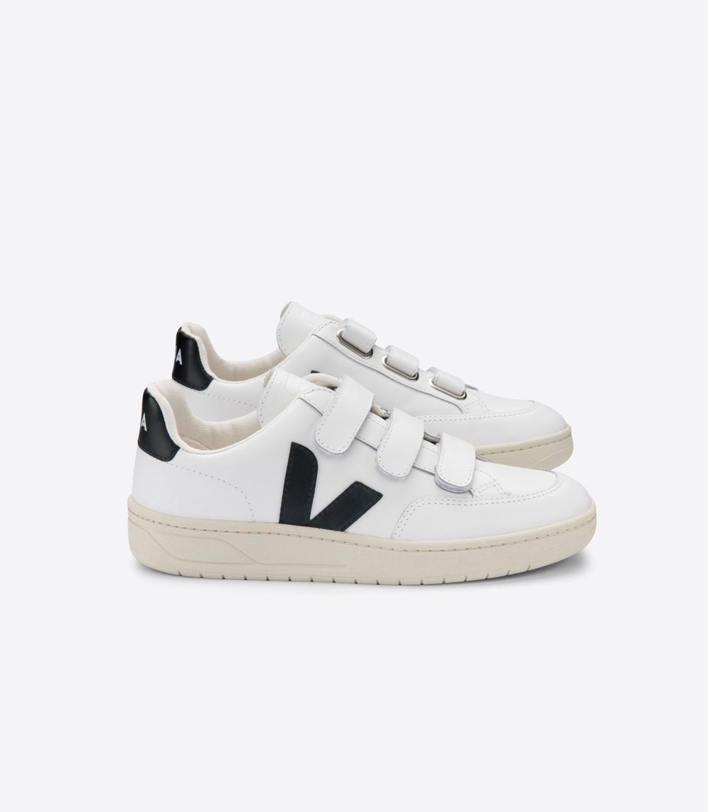 Veja Sneakers Mens - V-lock Leather - White/Black - 9124NGPXJ